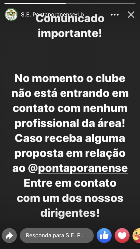 Sociedade Esportiva Pontaporanense alerta jovens a respeito de golpe da falsa contratação 1