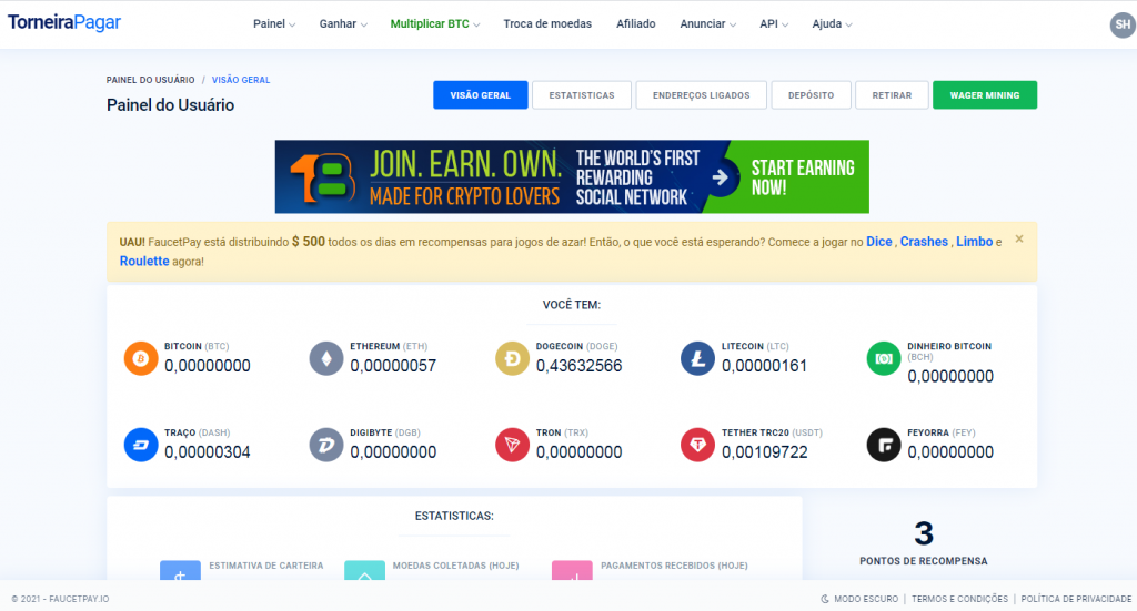 Faucet Pay: Carteira de criptomoedas