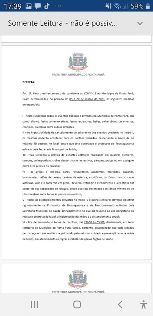 Prefeitura de Ponta Porã estabelece novas medidas de enfrentamento à Covid-19 1