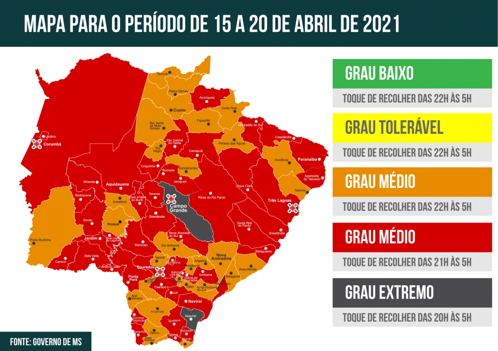 Campo Grande entra em grau cinza e toque de recolher muda de 21h às 5h
