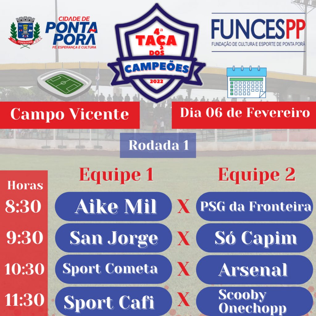 Começa neste domingo (06) a 4ª Taça dos Campeões edição 2022 1