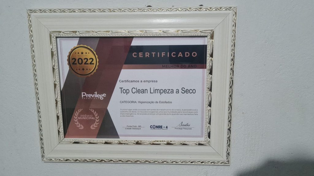 Pelo 2° ano consecutivo a Top Clean é reconhecida como destaque do ano no ramo de higienização de estofados