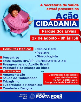 Ação Cidadania acontece neste sábado no Parque dos Ervais