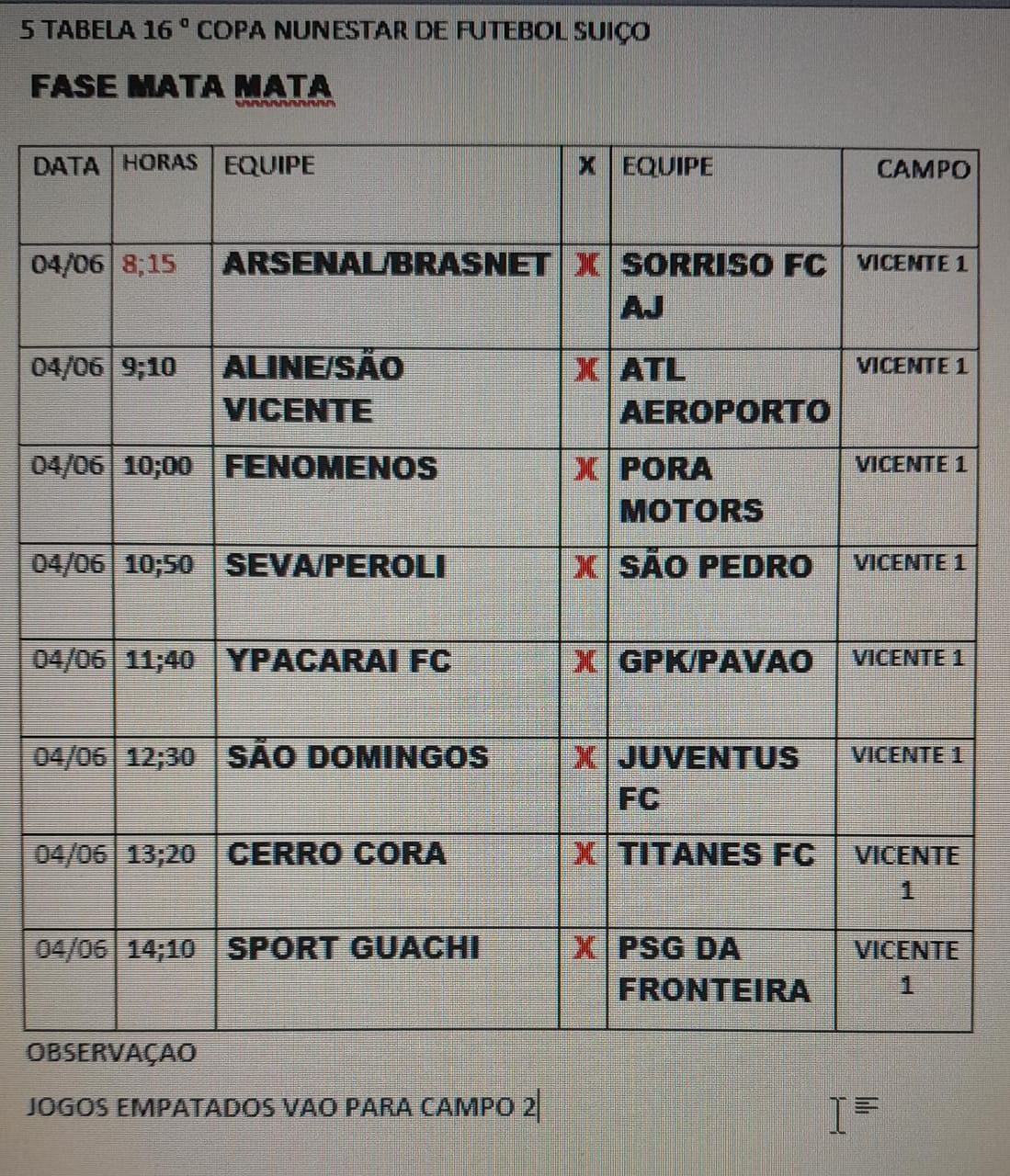 Domingo tem mata mata da Copa Nunestar 2023: Saiba tudo sobre esse emocionante evento esportivo