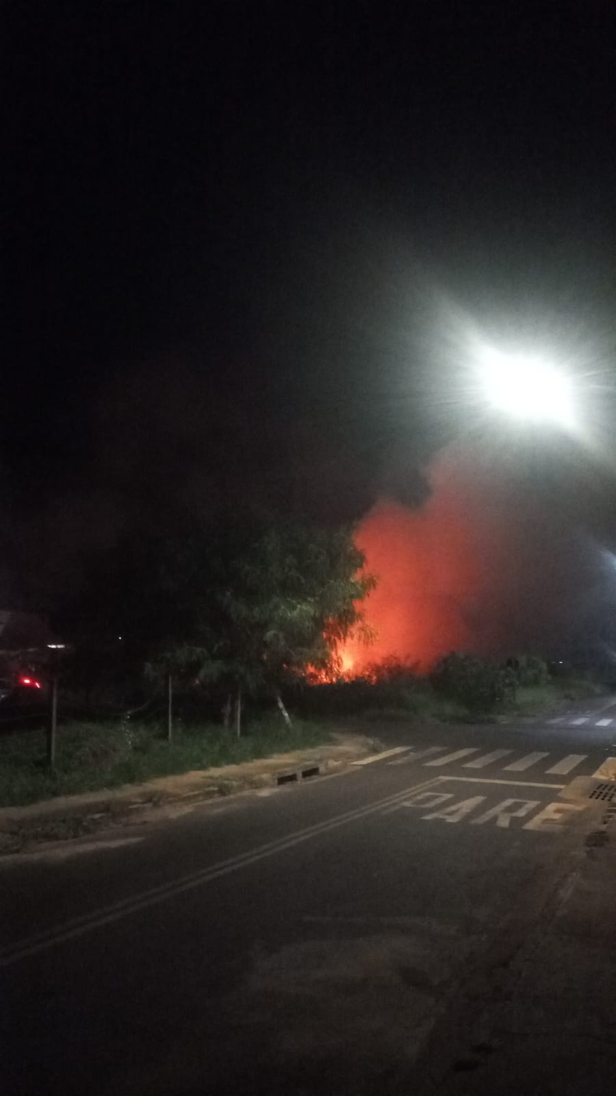Fogo em Terreno na Rua Tamarindeiro de Ponta Porã Produz Densa Fumaça