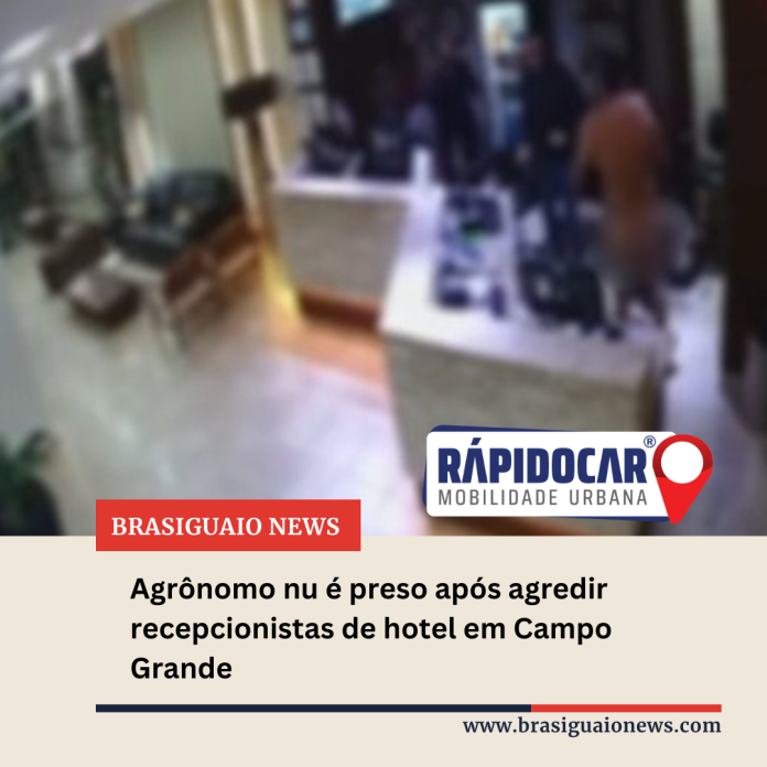 Agrônomo nu é preso após agredir recepcionistas de hotel em Campo Grande