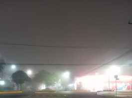 Neblina reduz a visibilidade nas ruas de Ponta Porã