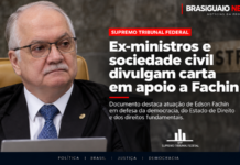 Ex-ministros e representantes da sociedade civil divulgam carta em apoio a Edson Fachin no STF