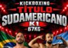 Cartaz da luta entre Jeová Evanilson e Nicolás Potente pelo título sul-americano de Kickboxing K1 até 67 kg em Córdoba, Argentina