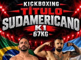 Cartaz da luta entre Jeová Evanilson e Nicolás Potente pelo título sul-americano de Kickboxing K1 até 67 kg em Córdoba, Argentina