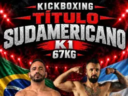 Cartaz da luta entre Jeová Evanilson e Nicolás Potente pelo título sul-americano de Kickboxing K1 até 67 kg em Córdoba, Argentina