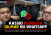 Arte sobre troca de mensagens entre Kassio Nunes Marques e Gilmar Mendes em meio às discussões no STF