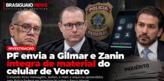 Imagem ilustrativa sobre envio pela Polícia Federal de dados do celular de Daniel Vorcaro a Gilmar Mendes e Cristiano Zanin