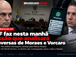 Imagem ilustrativa sobre sessão do STF que analisa conversas envolvendo Alexandre de Moraes e Daniel Vorcaro