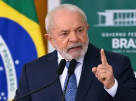 Presidente Lula durante discurso no Palácio do Planalto