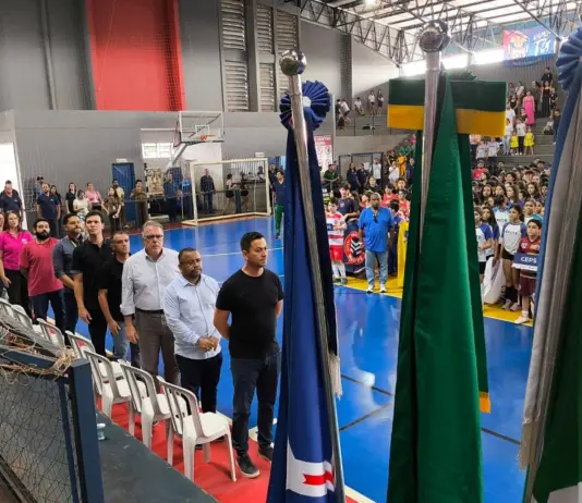 Abertura dos Jogos Escolares de Ponta Porã 2026 no Ginásio Poliesportivo Pepe Portela. Foto: Edilson José.