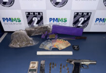 Imagem da ocorrência de apreensão de arma e drogas pela Polícia Militar em Caarapó.