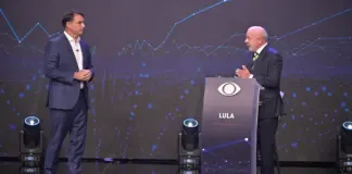 Imagem enviada para a matéria sobre o primeiro debate entre Lula e Flávio Bolsonaro na Band, segundo turno das eleições 2026