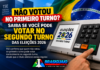 Arte ilustrativa com urna eletrônica e informação sobre direito de votar no segundo turno das eleições 2026